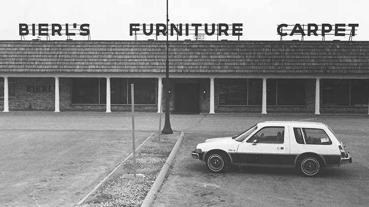Bierl's Furniture and Carpet storefront 1970s